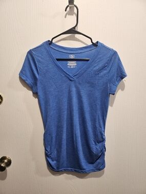 Blue V-Neck Short Sleeve Tee